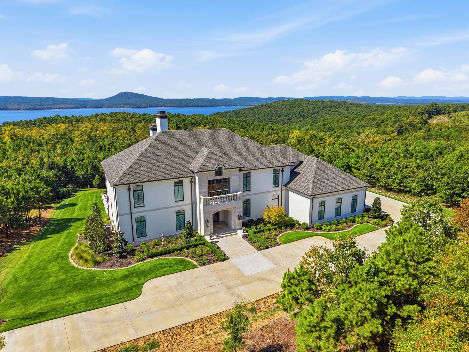 Aerial listing photo from a Central Arkansas waterfront property