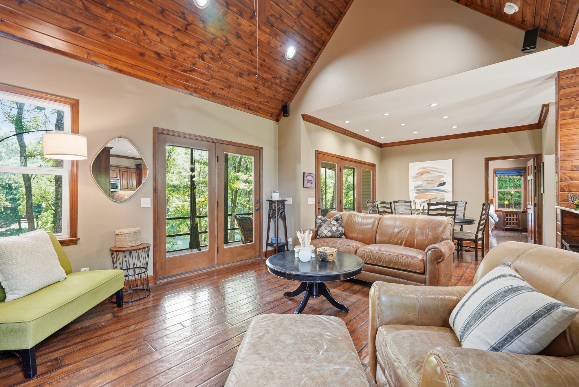 Wood-accent living room listing photograph