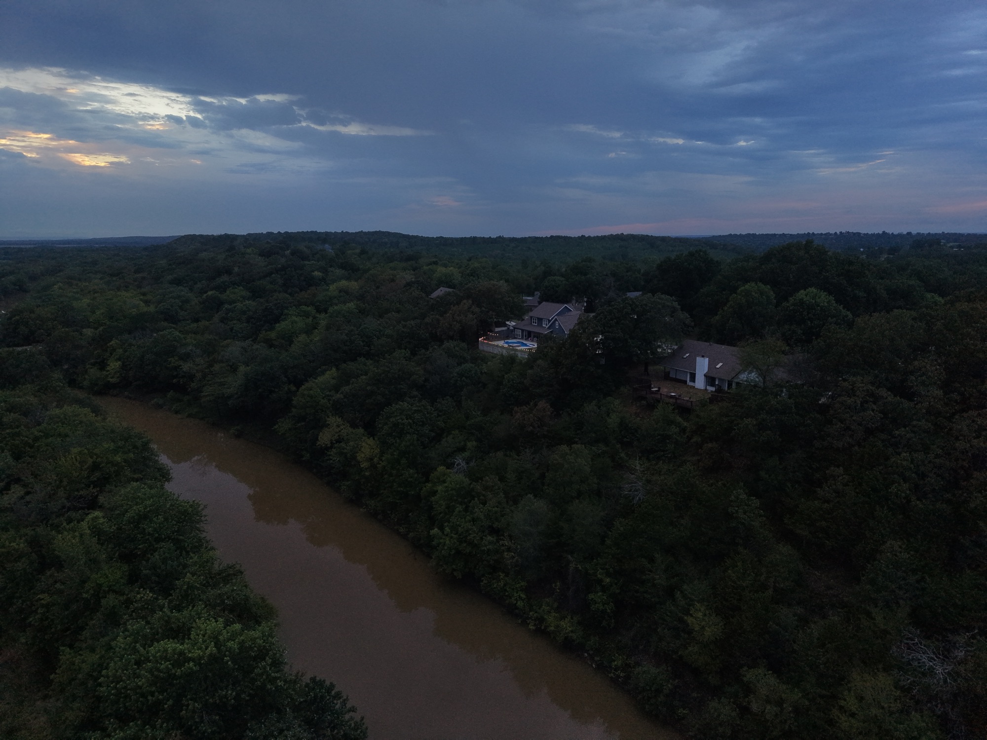 Aerial of a river lot as captured